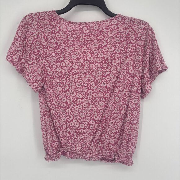 Lucky Brand Women's Wrap Rayon Printed Surplice Top Pink Multi Size Small NWOT - Picture 3 of 4